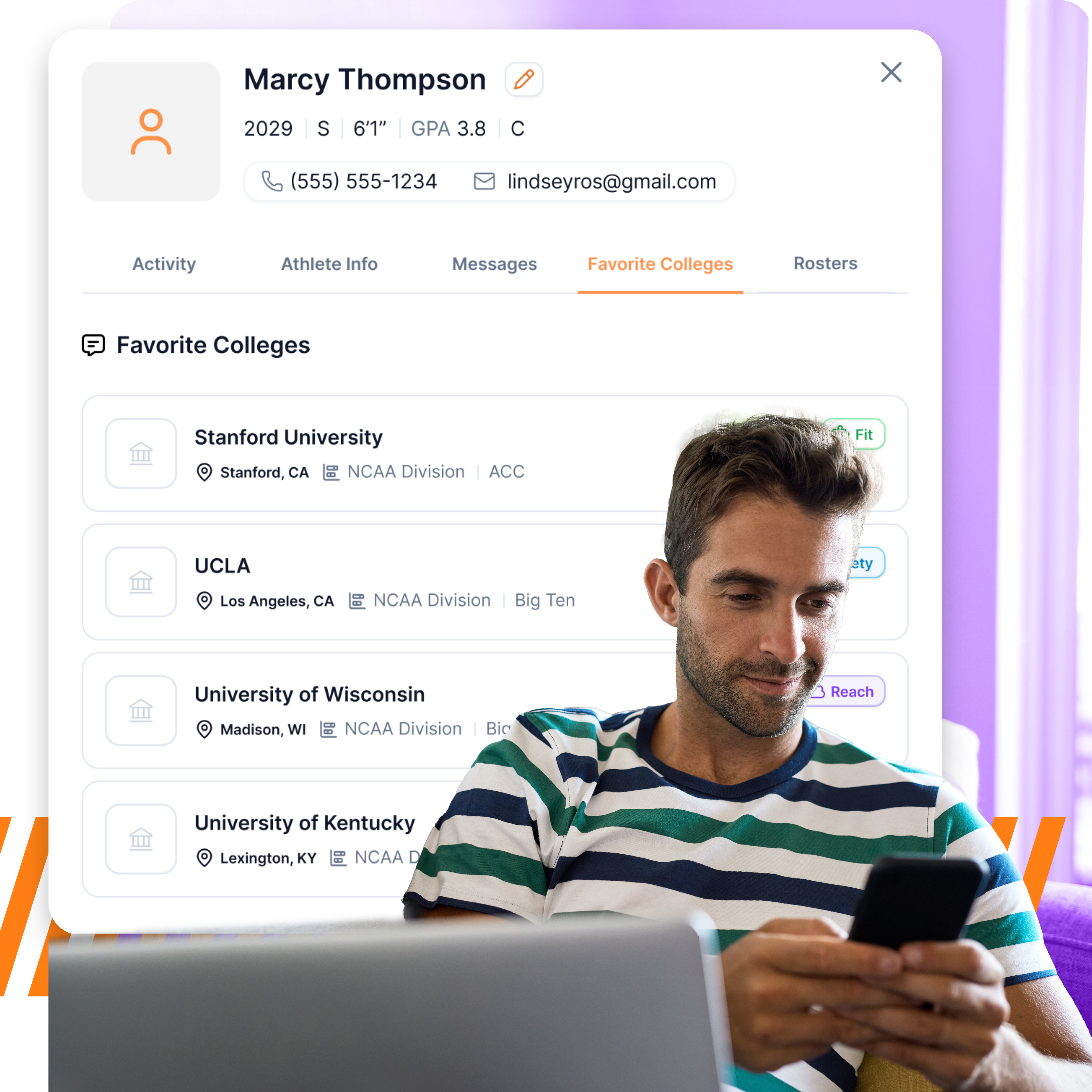 Favorite colleges dashboard